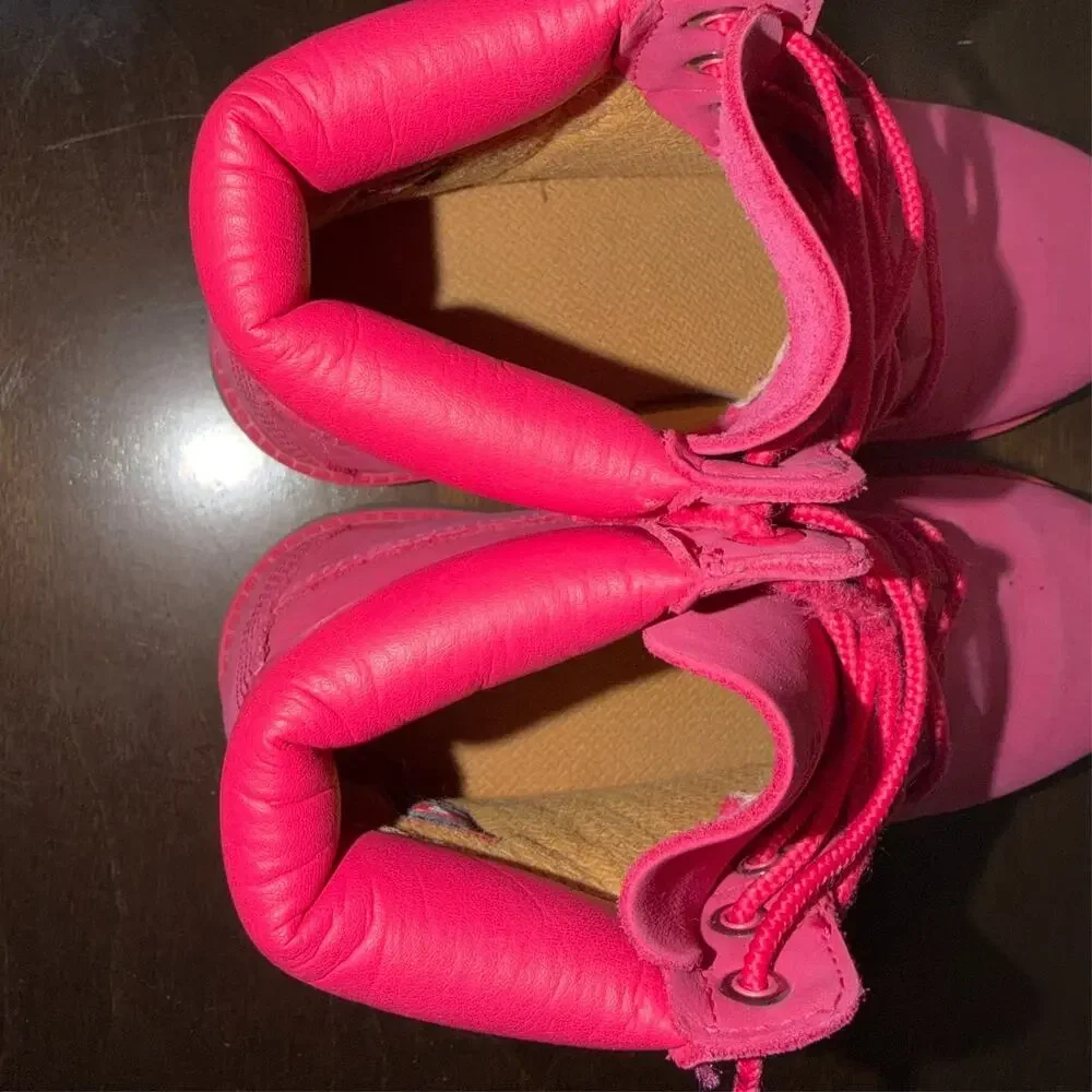 Timberland Hot Pink Suede Leather Lace Up Boots Shoes Youth Girls US 3 Gorpcore